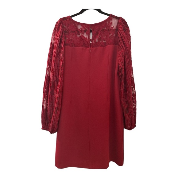 White House Black Market Red Sheath Dress with Bishop Sleeves - Picture 2 of 6